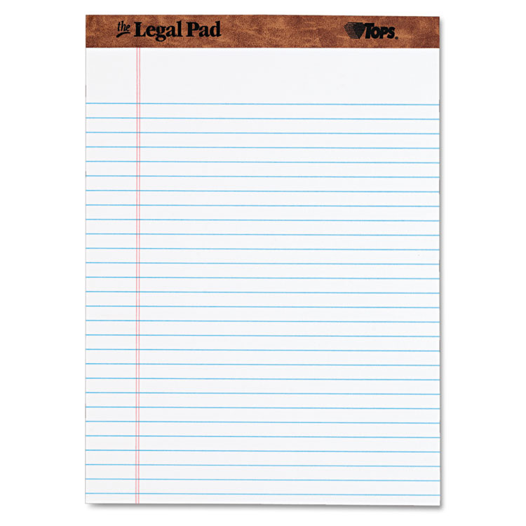 Picture of The Legal Pad Ruled Perforated Pads, 8 1/2 x 11 3/4, White, 50 Sheets