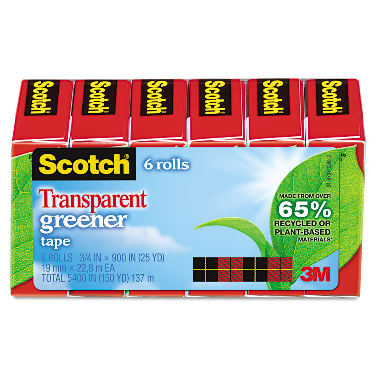 Picture of Transparent Greener Tape, 3/4" x 900", 1" Core, 6/Pack