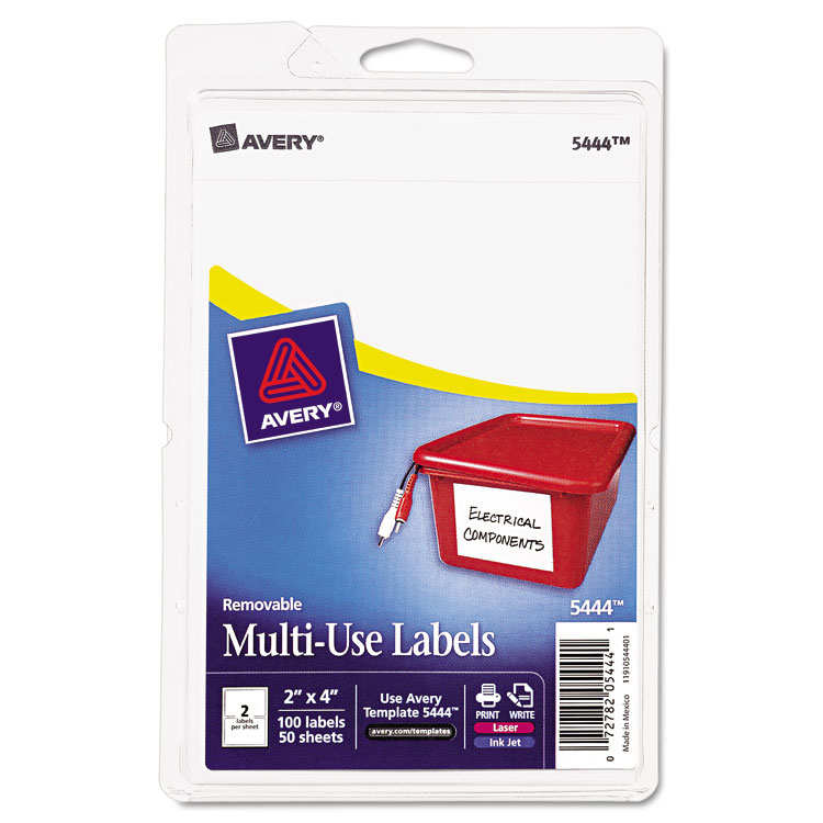Picture of Removable Multi-Use Labels, 2 x 4, White, 100/Pack