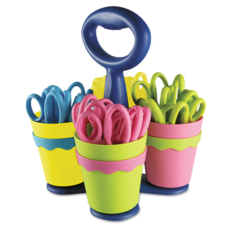 Picture of School Scissors Caddy w/24 Pairs of Kids' Scissors w/Microban, 5" Pointed