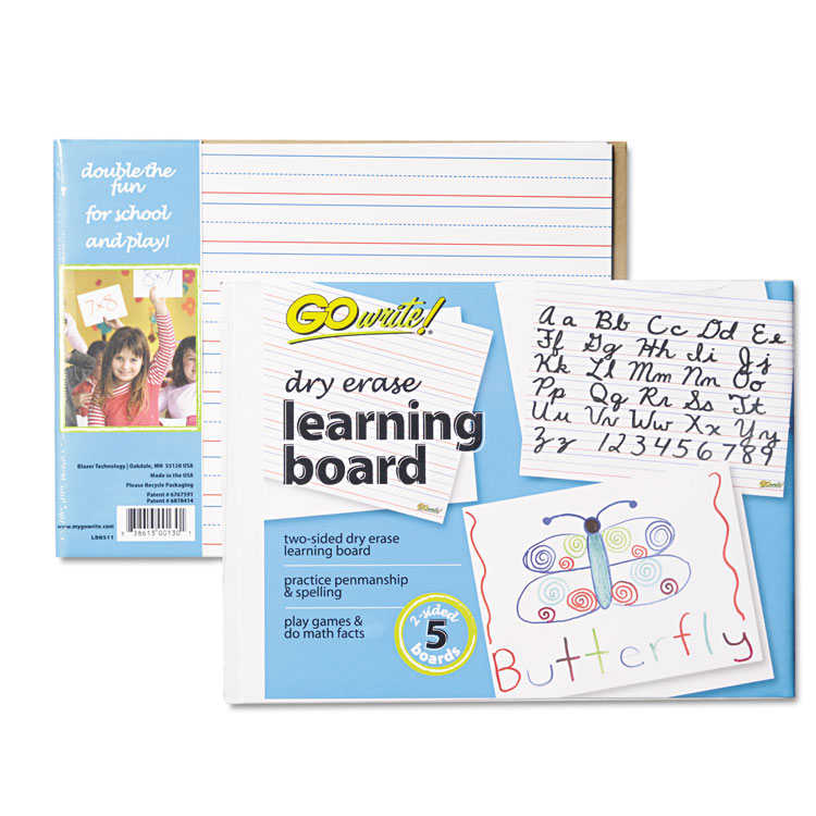 Picture of Dry Erase Learning Boards, 8 1/4 x 11, 5 Boards/PK