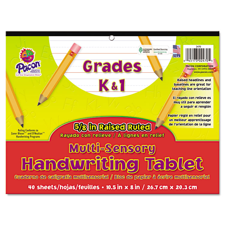 Picture of Multi-Sensory Handwriting Tablet, 10-1/2 x 8, 40 Sheets/Pad