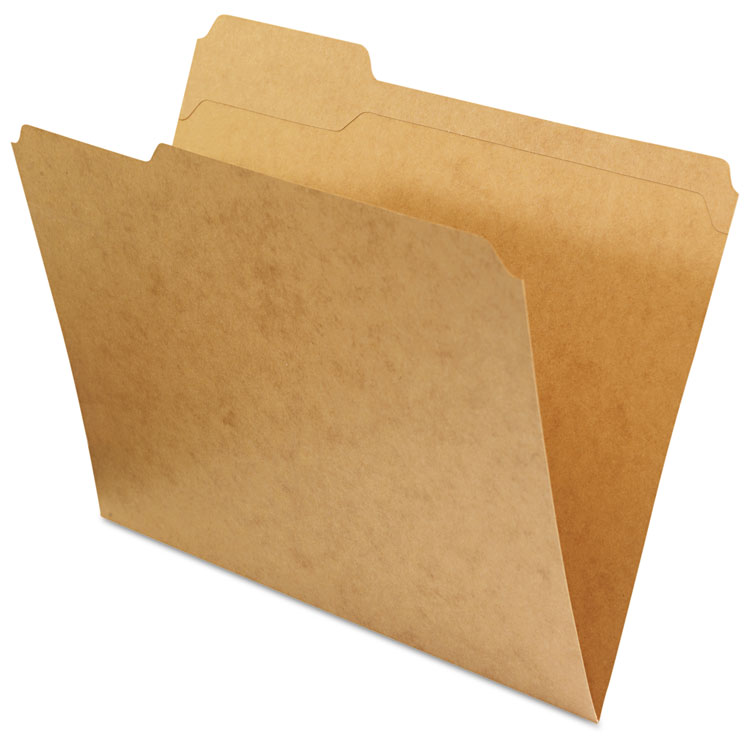 Picture of Kraft File Folders, 1/3 Cut Assorted, Top Tab, Letter, Kraft, 100/Box
