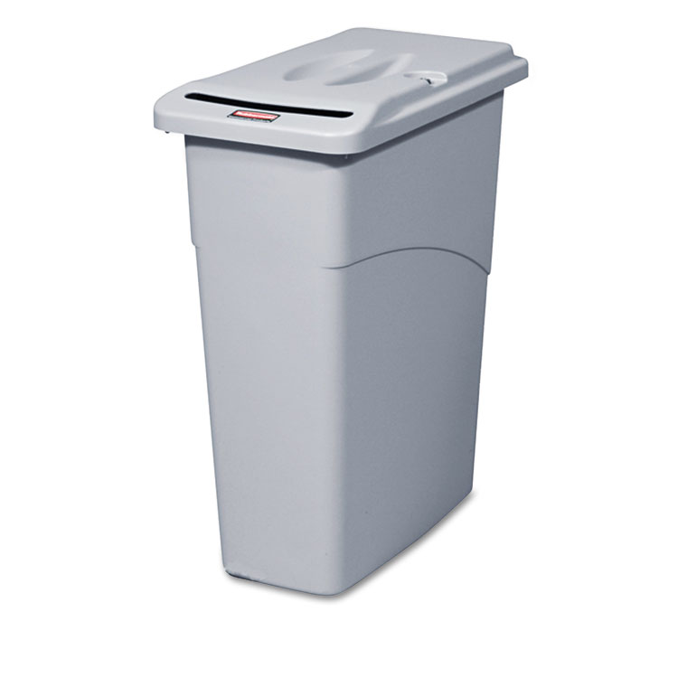 Picture of Slim Jim Confidential Document Receptacle w/Lid, Rectangle, 23gal, Light Gray