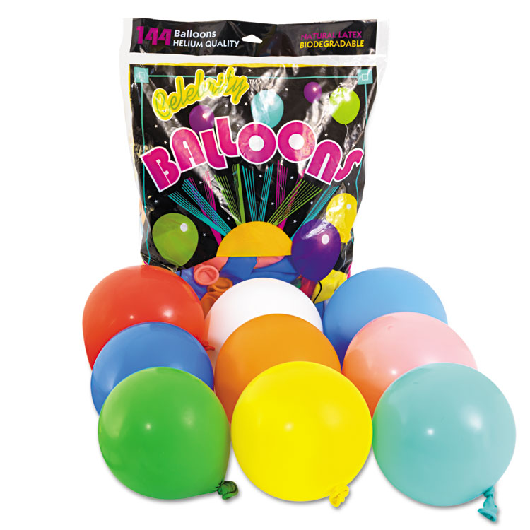 Helium Quality Latex Balloons, 12 Assorted Colors, 144/Pack TBL1200ES