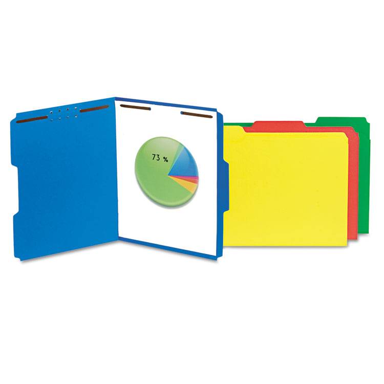 Picture of Deluxe Reinforced Top Tab Folders, 2 Fasteners, 1/3 Tab, Letter, Blue, 50/Box