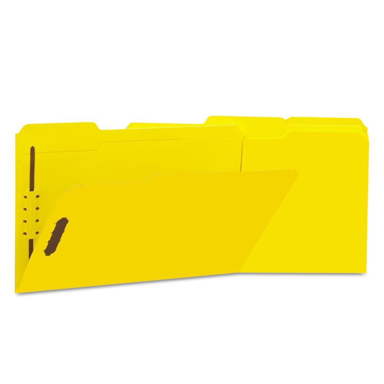 Picture of Deluxe Reinforced Top Tab Folders, 2 Fasteners, 1/3 Tab, Legal, Yellow, 50/Box