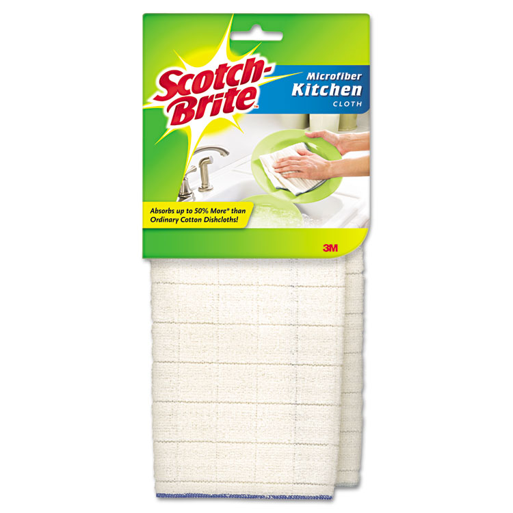 Picture of Kitchen Cleaning Cloth, Microfiber, White, 2/Pack, 12 Packs/Carton