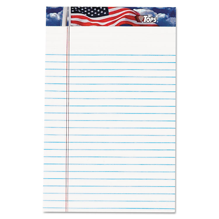 Picture of American Pride Writing Pad, Narrow, 5 x 8, White, 50 Sheets, Dozen