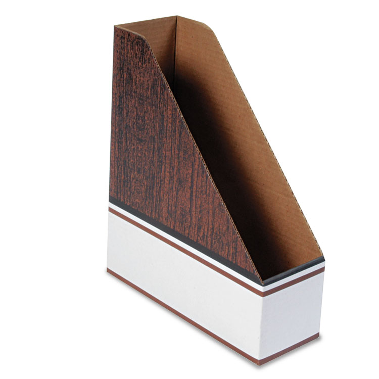 Picture of Corrugated Cardboard Magazine File, 4 x 11 x 12 3/4, Wood Grain, 12/Carton