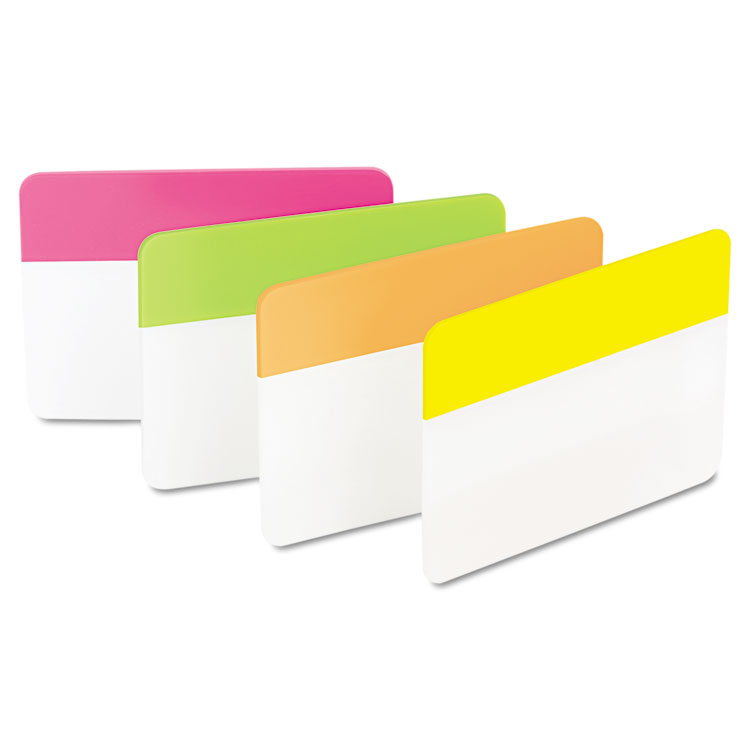 Picture of File Tabs, 2 x 1 1/2, Solid, Flat, Assorted Bright, 24/Pack