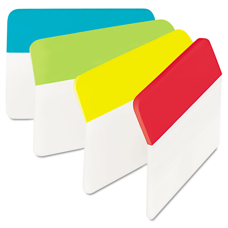 Picture of Angled Tabs, 2 x 1 1/2, Solid, Aqua/Lime/Red/Yellow, 24/Pack