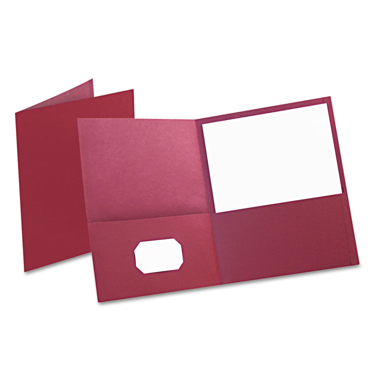 Picture of Twin-Pocket Folder, Embossed Leather Grain Paper, Burgundy, 25/Box