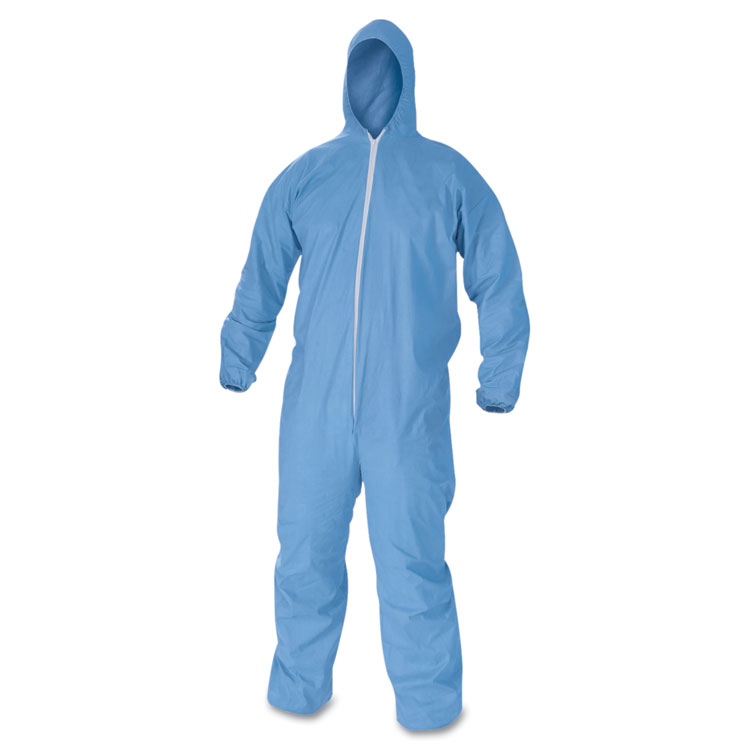A60 Elastic-Cuff, Ankles & Back Hooded Coveralls, Blue, Large, 24/Case