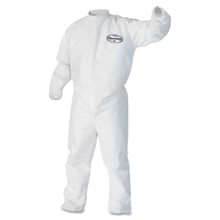 A30 Elastic-Back & Cuff Coveralls, White, Large, 25/Case