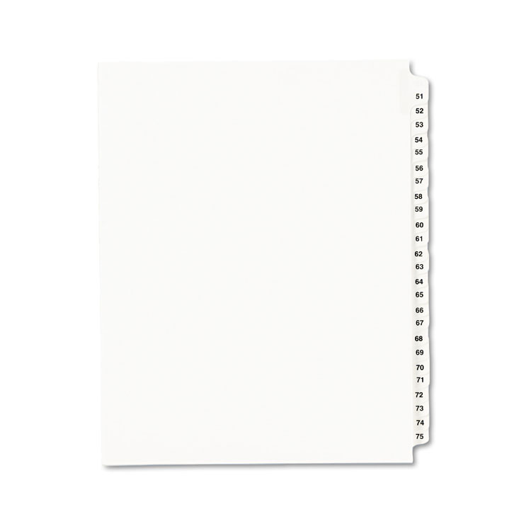 Picture of Avery-Style Legal Exhibit Side Tab Divider, Title: 51-75, Letter, White