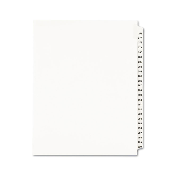 Avery-Style Legal Exhibit Side Tab Divider, Title: 276-300, Letter, White