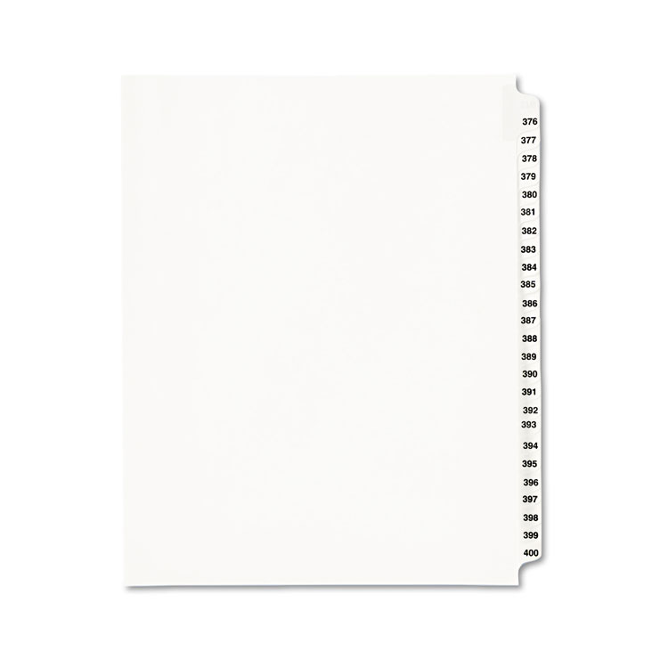 Picture of Avery-Style Legal Exhibit Side Tab Divider, Title: 376-400, Letter, White