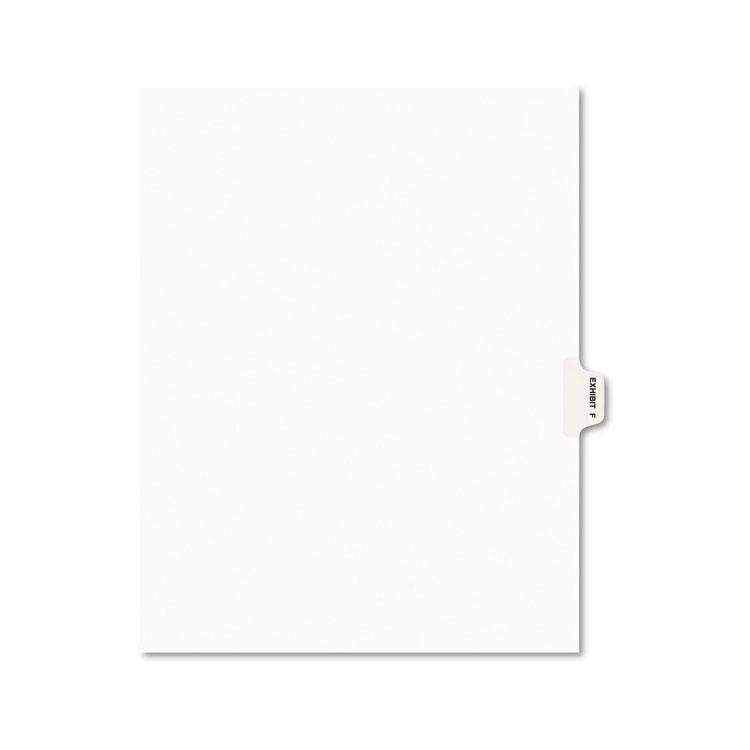 Picture of Avery-Style Preprinted Legal Side Tab Divider, Exhibit F, Letter, White, 25/Pack