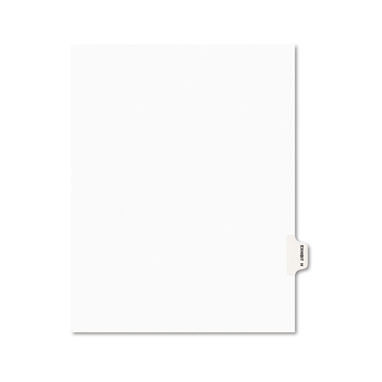 Picture of Avery-Style Preprinted Legal Side Tab Divider, Exhibit H, Letter, White, 25/Pack