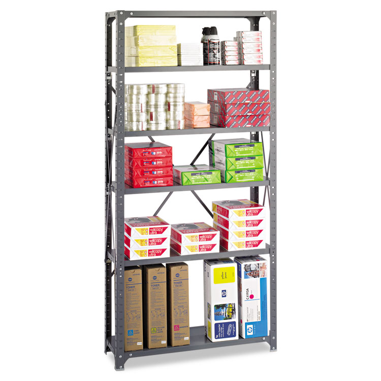 Picture of Safco® Commercial Steel Shelving Unit, Six-Shelf, 36w x 12d x 75h, Dark Gray (SAF6268)