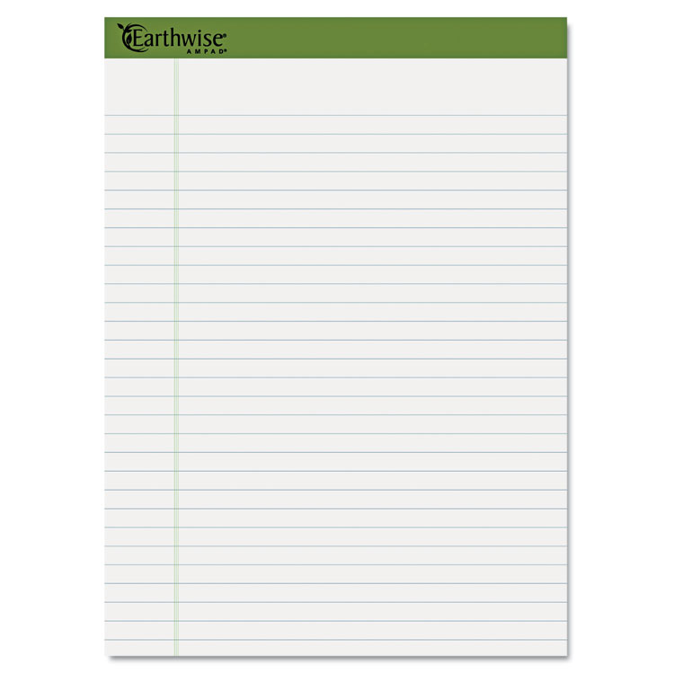 Picture of Earthwise Recycled Writing Pad, 8 1/2 x 11 3/4, White, 40 Sheets, 4/Pack