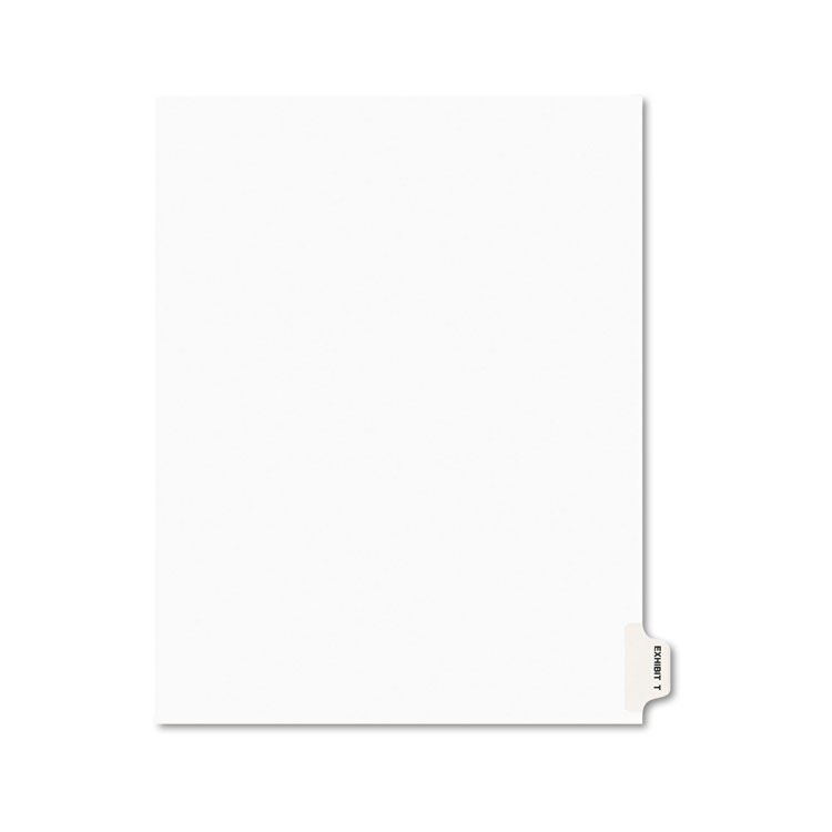 Picture of Avery-Style Preprinted Legal Side Tab Divider, Exhibit T, Letter, White, 25/Pack