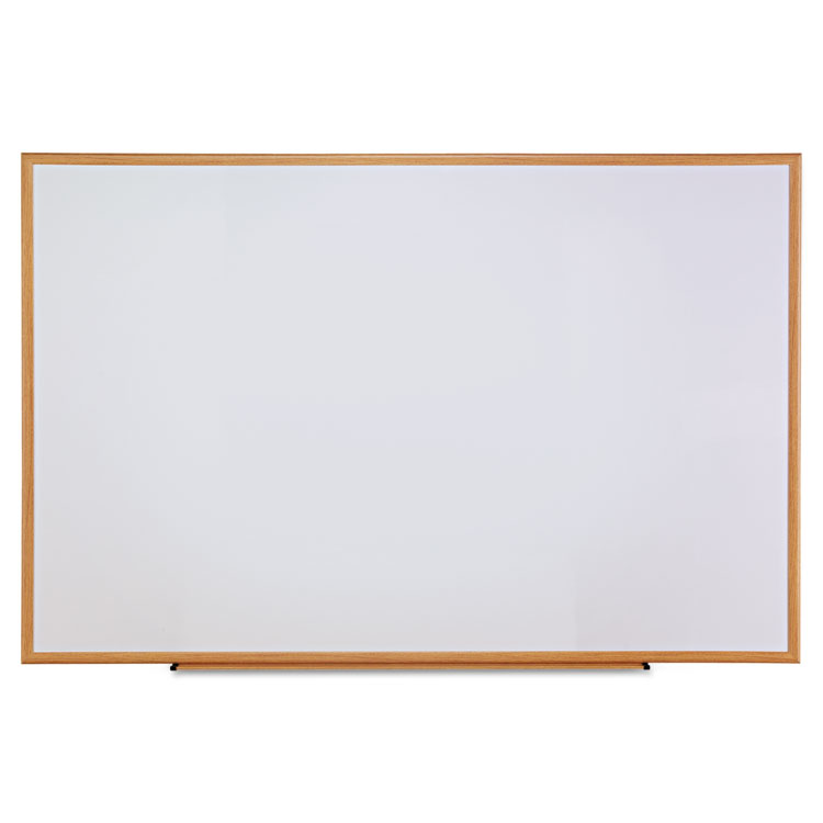 Picture of Dry-Erase Board, Melamine, 72 x 48, White, Oak-Finished Frame