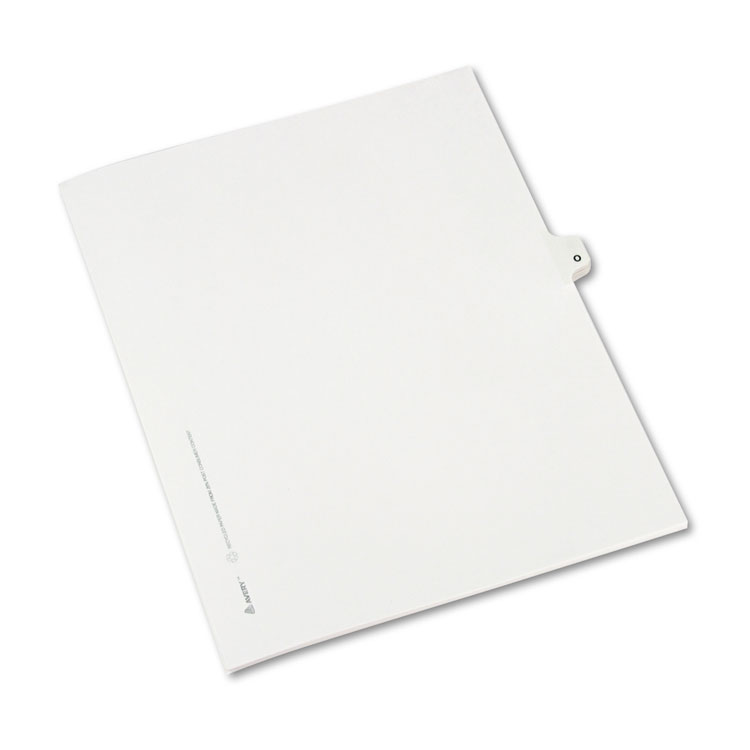Avery-Style Legal Exhibit Side Tab Dividers, 1-Tab, Title O, Ltr, White, 25/PK