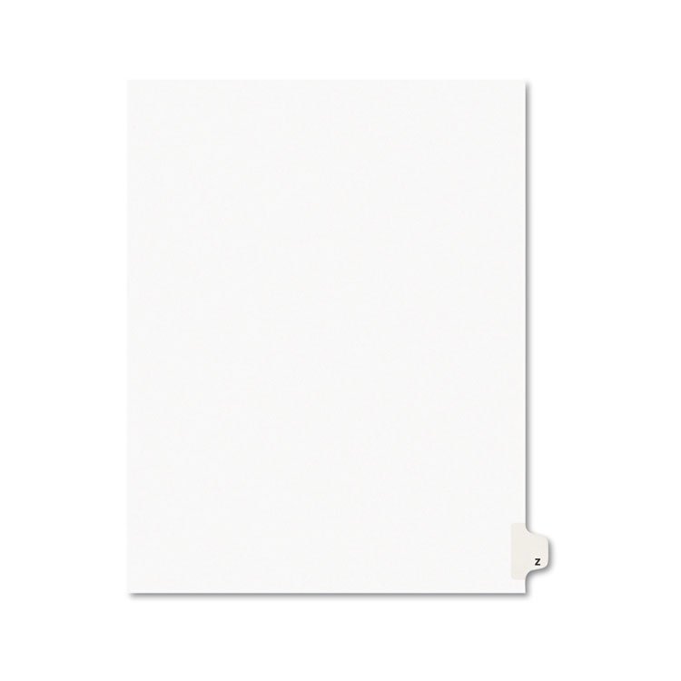 Picture of Avery-Style Legal Exhibit Side Tab Dividers, 1-Tab, Title Z, Ltr, White, 25/PK