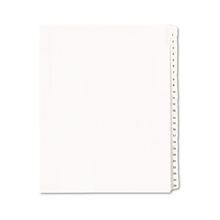 Picture of Allstate-Style Legal Exhibit Side Tab Dividers, 25-Tab, 1-25, Letter, White