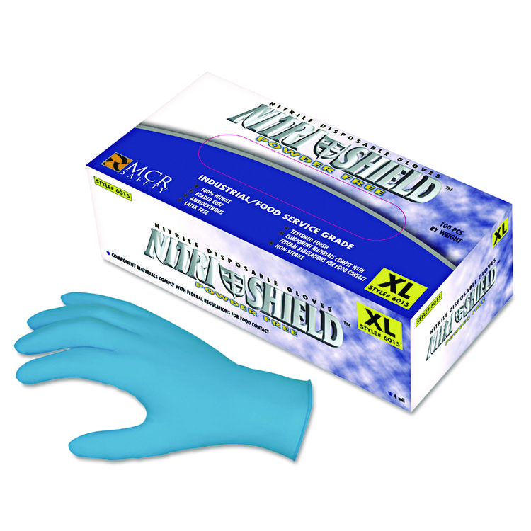 Disposable Nitrile Gloves, Powder-Free, Large, 4 mil Thick, Blue, 100/Box