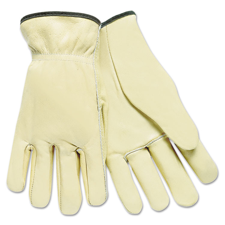 Picture of Full Leather Cow Grain Driver Gloves, Tan, Large, 12 Pairs