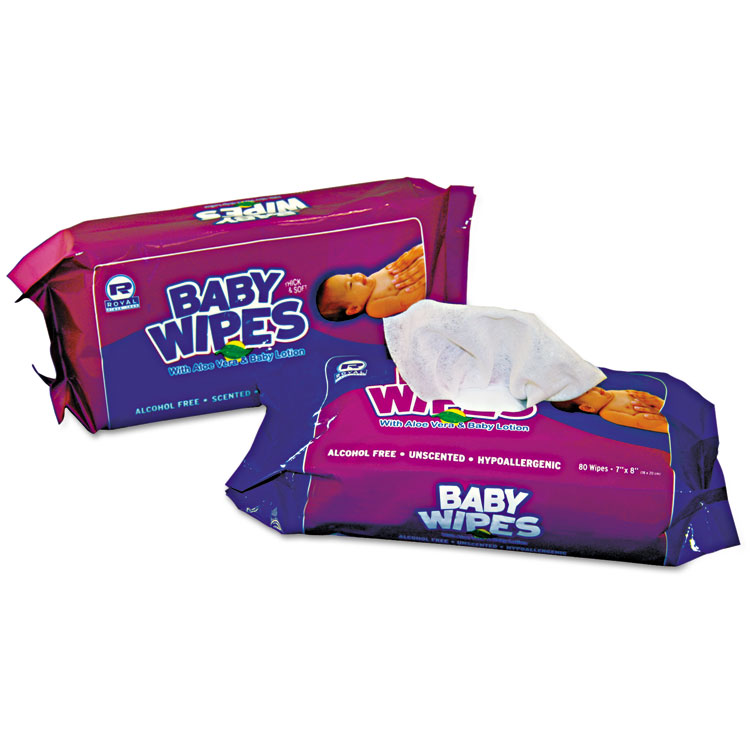 Picture of Baby Wipes Refill Pack, White, 80/Pack, 12 Packs/Carton