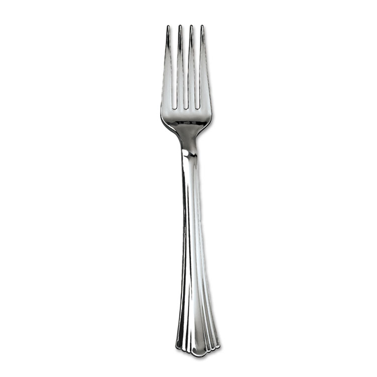 Picture of Heavyweight Plastic Forks, Reflections Design, Silver, 600/carton