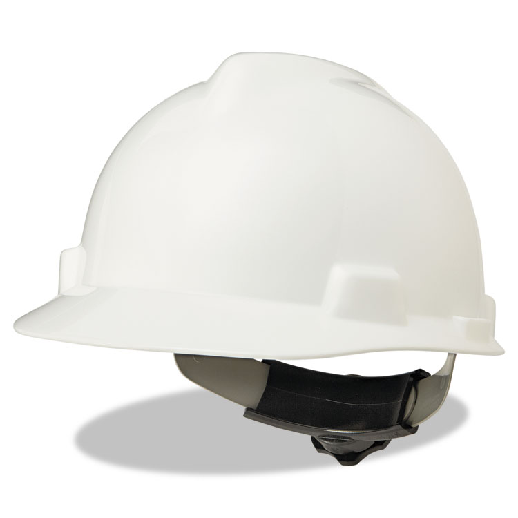 V-Gard Hard Hats, Ratchet Suspension, Size 6 1/2 - 8, White