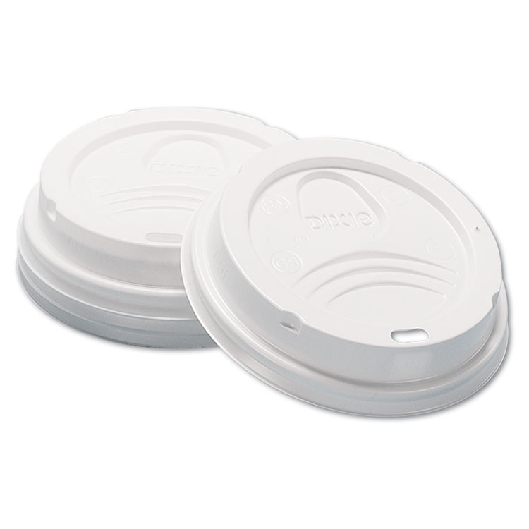 Picture of Dome Hot Drink Lids, 8oz Cups, White, 100/sleeve, 10 Sleeves/carton