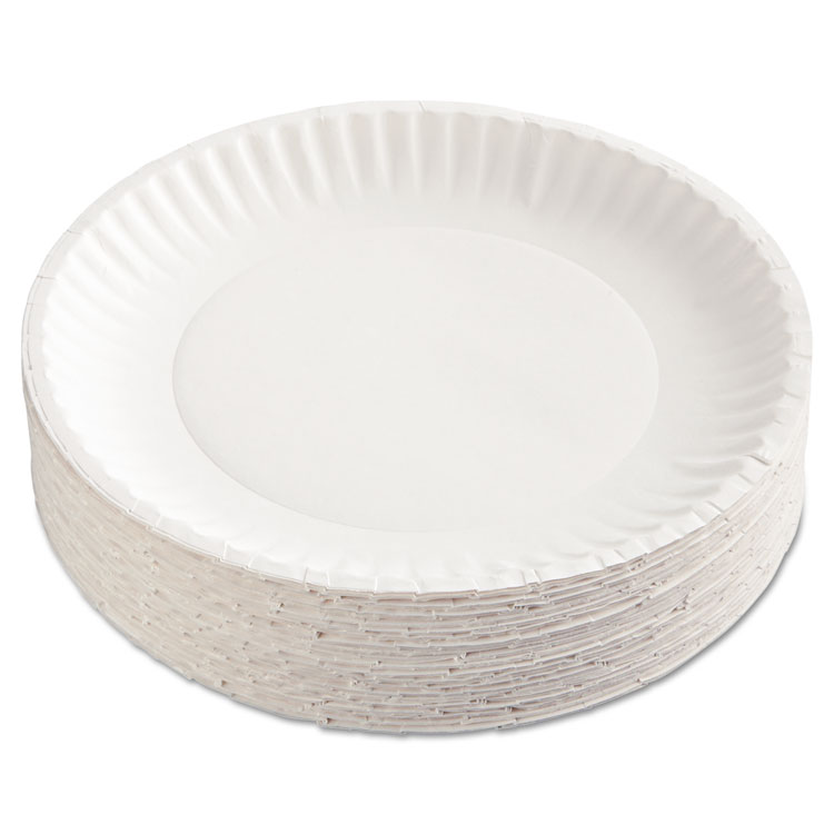 Picture of Paper Plates, 9" Diameter, White, 100/pack, 12 Packs/carton