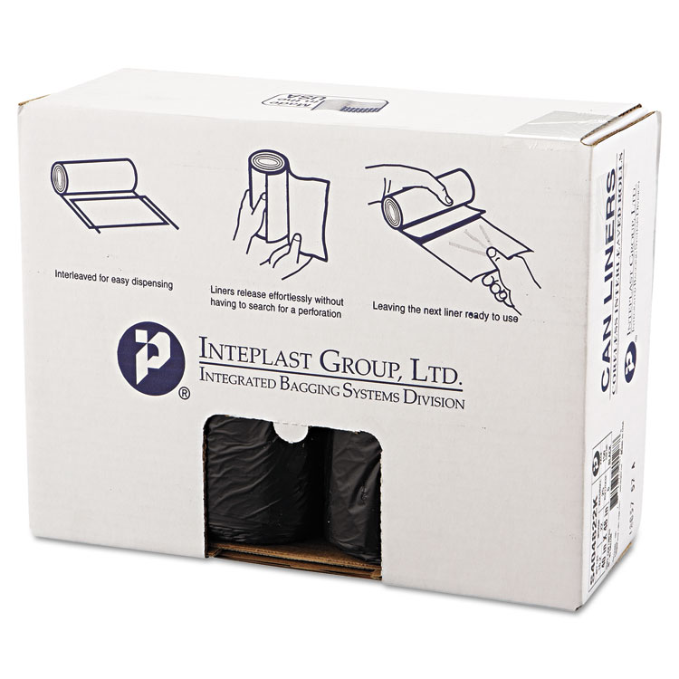 Picture of High-Density Can Liner, 40 x 48, 45gal, 22mic, Black, 25/Roll, 6 Rolls/Carton