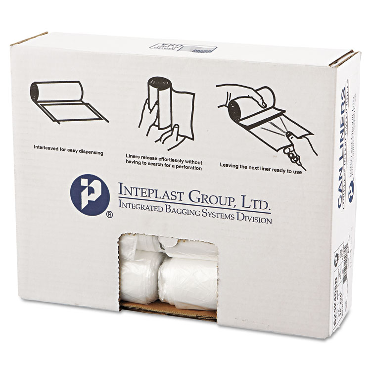 Picture of High-Density Can Liner, 24 x 24, 10gal, 8mic, Clear, 50/Roll, 20 Rolls/Carton