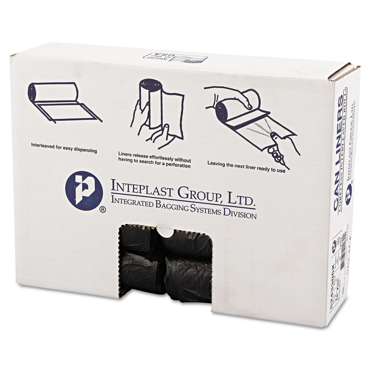 Picture of High-Density Can Liner, 24 x 33, 16gal, 6mic, Black, 50/Roll, 20 Rolls/Carton