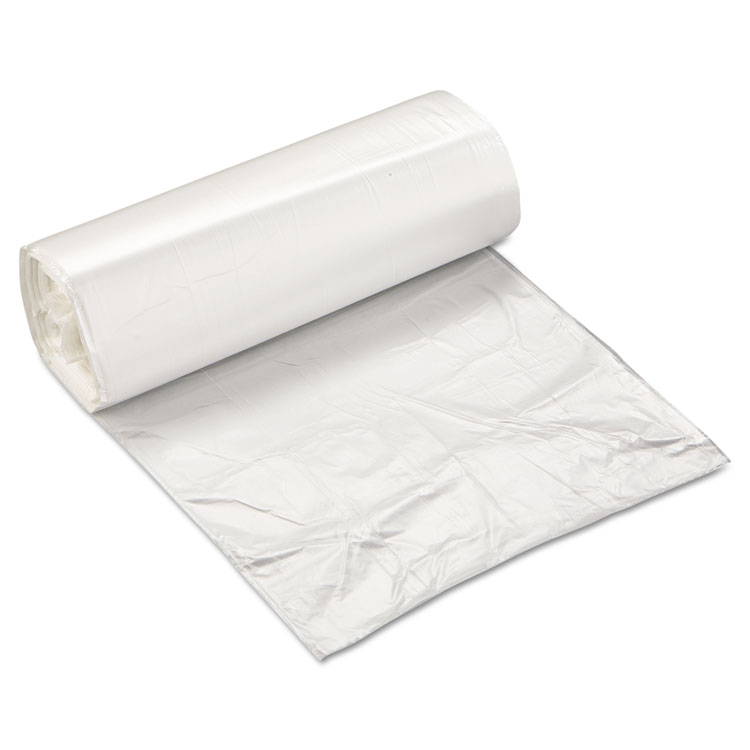 Picture of High-Density Can Liner, 24 x 24, 10gal, 5mic, Clear, 50/Roll, 20 Rolls/Carton