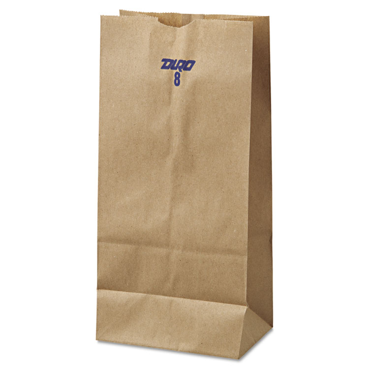 Picture of #8 Paper Grocery Bag, 35lb Kraft, Standard 6 1/8 x 4 1/6 x 12 7/16, 500 bags