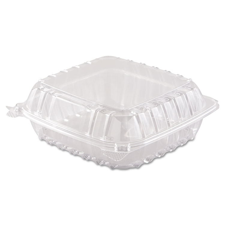 Picture of ClearSeal Hinged-Lid Plastic Containers, 8 3/10 x 8 3/10 x 3, Clear, 250/Carton