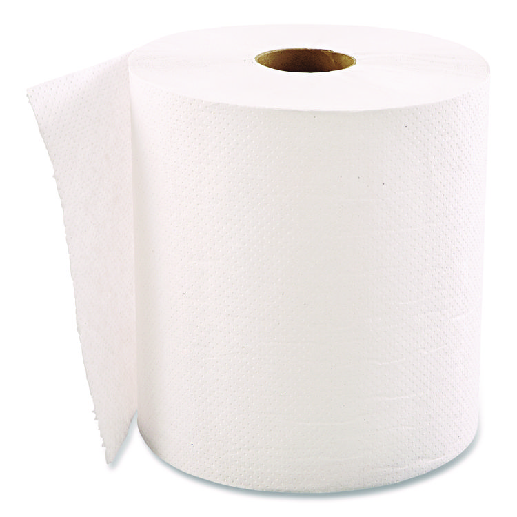 Hardwound Roll Towels, 1-Ply, 8" x 600 ft, White, 12 Rolls/Carton