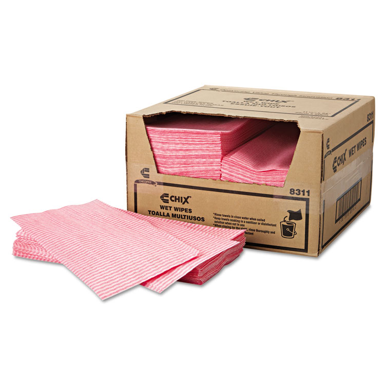 Picture of Wet Wipes, 11 1/2 x 24, White/Pink, 200/Carton