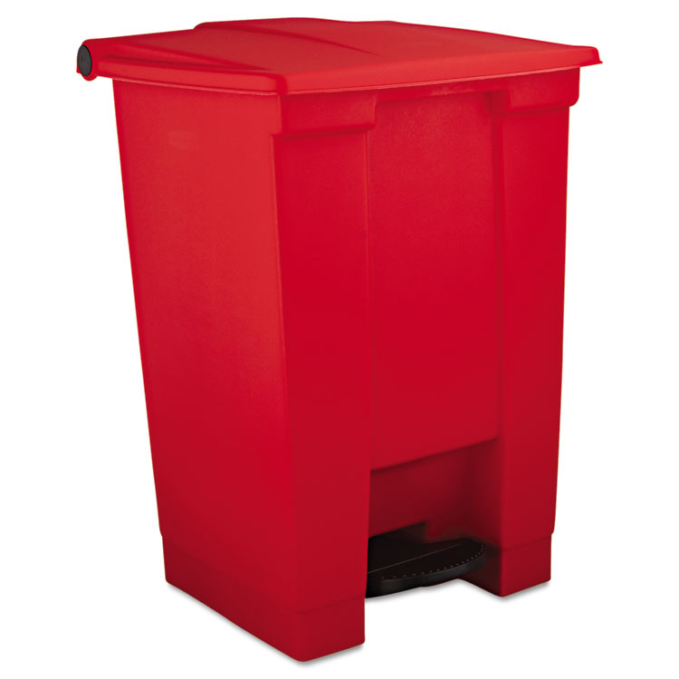 Picture of Indoor Utility Step-On Waste Container, Square, Plastic, 12gal, Red