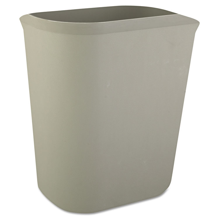 Rubbermaid Deskside Plastic Wastebasket, Rectangular, 7 gal, Gray