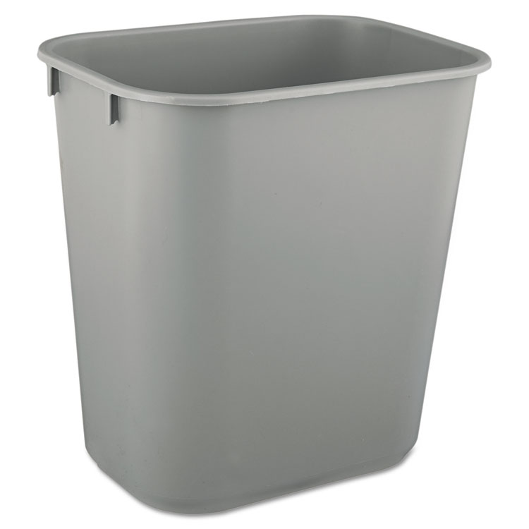 Picture of Deskside Plastic Wastebasket, Rectangular, 3 1/2 gal, Gray