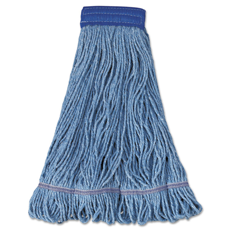 Super Loop Wet Mop Head, Cotton/synthetic Fiber, 5" Headband, X-Large Size, Blue, 12/carton